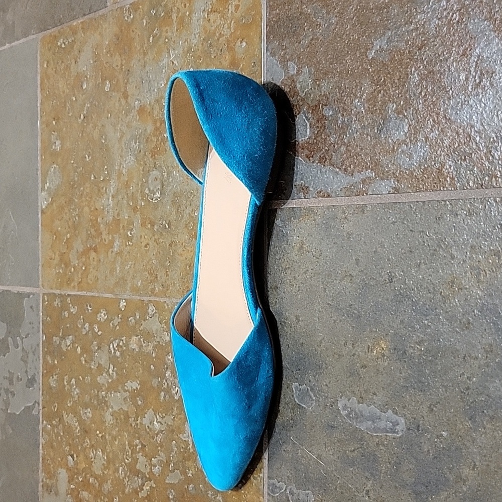 J. Crew | Suede d'Orsay Flats in Vivid Cerulean Ballet Office - Women's Size 8.5 - Picture 4 of 9